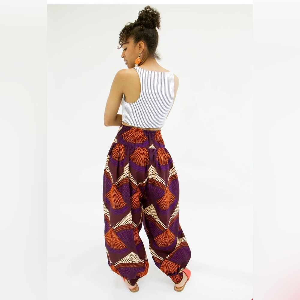 NWT Wide-Leg harem Pants in Purple & Orange by Chen Burkett NY